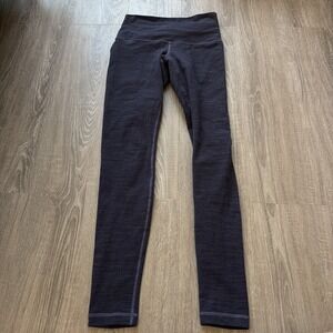 Lululemon Wunder Under Pant Roll Down Diamond Jacquard Space Dye Black Nightfall